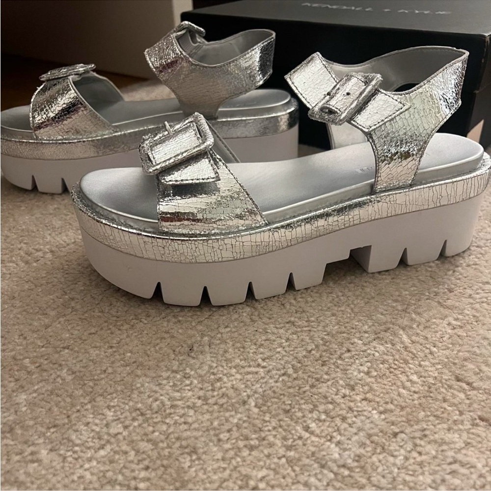 Kendall & Kylie Silver Metallic Platform Sandals